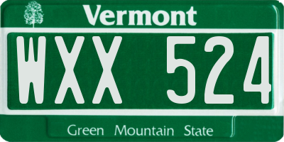 VT license plate WXX524