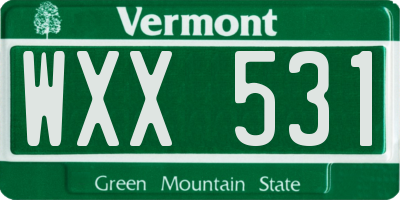 VT license plate WXX531