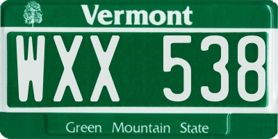 VT license plate WXX538