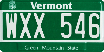 VT license plate WXX546