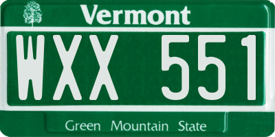VT license plate WXX551