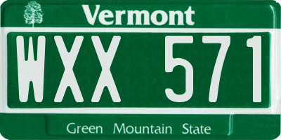 VT license plate WXX571