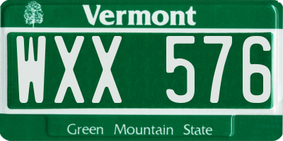 VT license plate WXX576