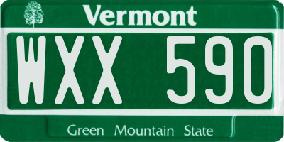 VT license plate WXX590