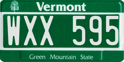 VT license plate WXX595