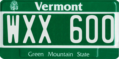 VT license plate WXX600