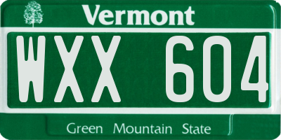 VT license plate WXX604