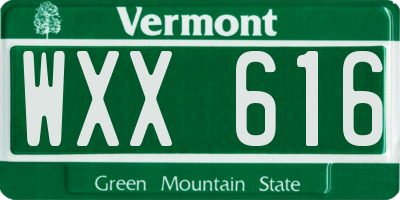 VT license plate WXX616