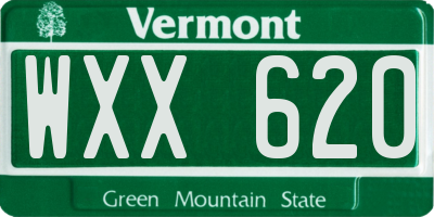 VT license plate WXX620