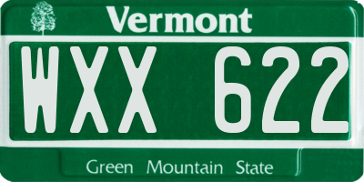 VT license plate WXX622