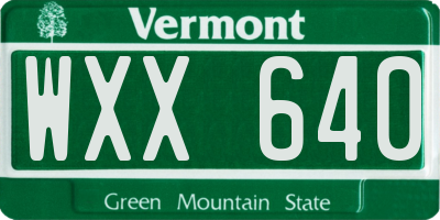 VT license plate WXX640