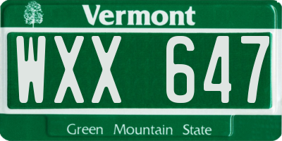 VT license plate WXX647