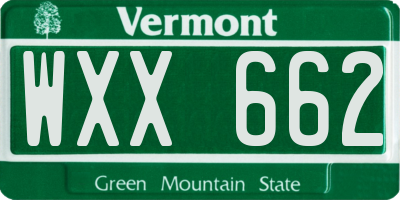 VT license plate WXX662