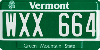 VT license plate WXX664