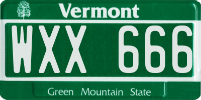 VT license plate WXX666