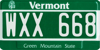 VT license plate WXX668
