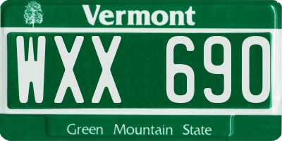 VT license plate WXX690