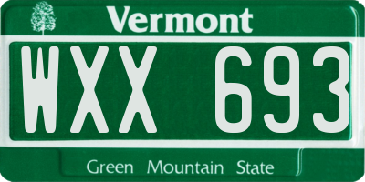 VT license plate WXX693