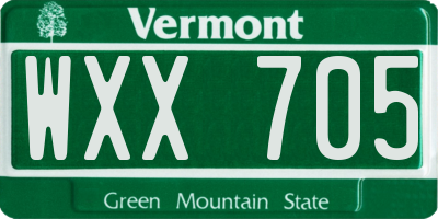 VT license plate WXX705