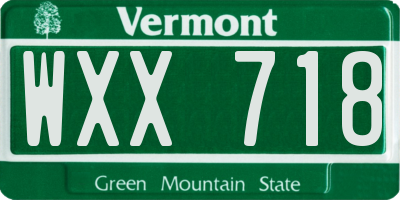 VT license plate WXX718