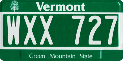 VT license plate WXX727