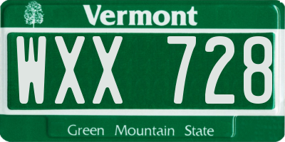 VT license plate WXX728