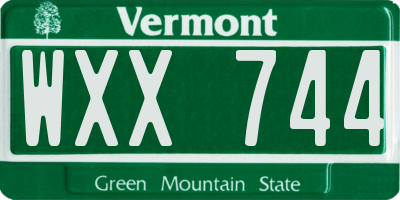 VT license plate WXX744
