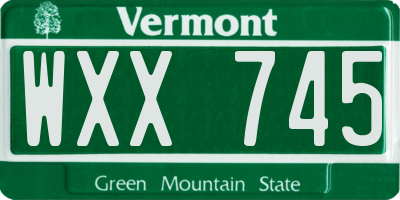 VT license plate WXX745