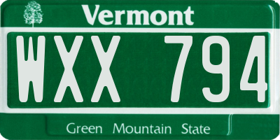VT license plate WXX794
