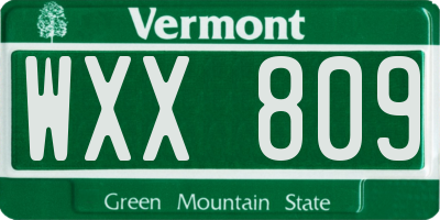 VT license plate WXX809