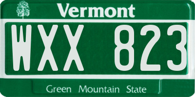 VT license plate WXX823