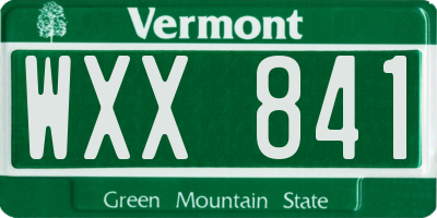 VT license plate WXX841