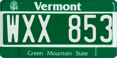 VT license plate WXX853