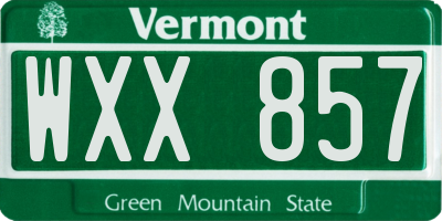 VT license plate WXX857