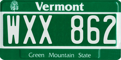 VT license plate WXX862