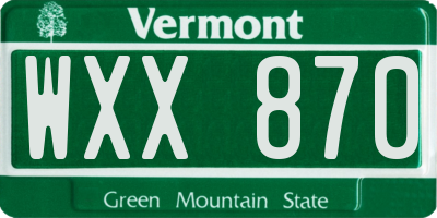 VT license plate WXX870