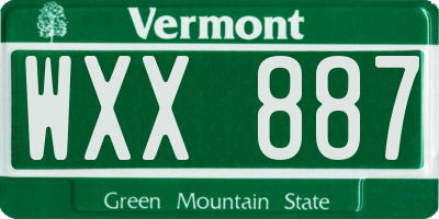 VT license plate WXX887