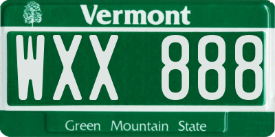 VT license plate WXX888