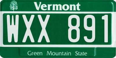 VT license plate WXX891