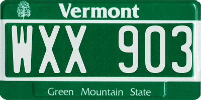 VT license plate WXX903