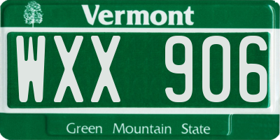 VT license plate WXX906