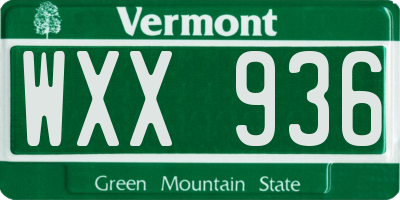 VT license plate WXX936