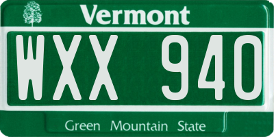 VT license plate WXX940