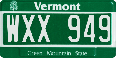 VT license plate WXX949