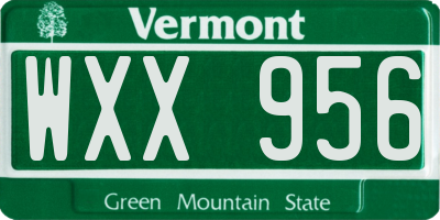 VT license plate WXX956