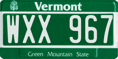 VT license plate WXX967