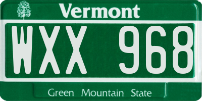 VT license plate WXX968