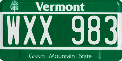VT license plate WXX983