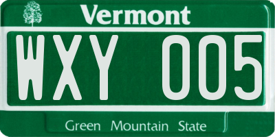 VT license plate WXY005