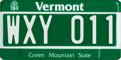 VT license plate WXY011
